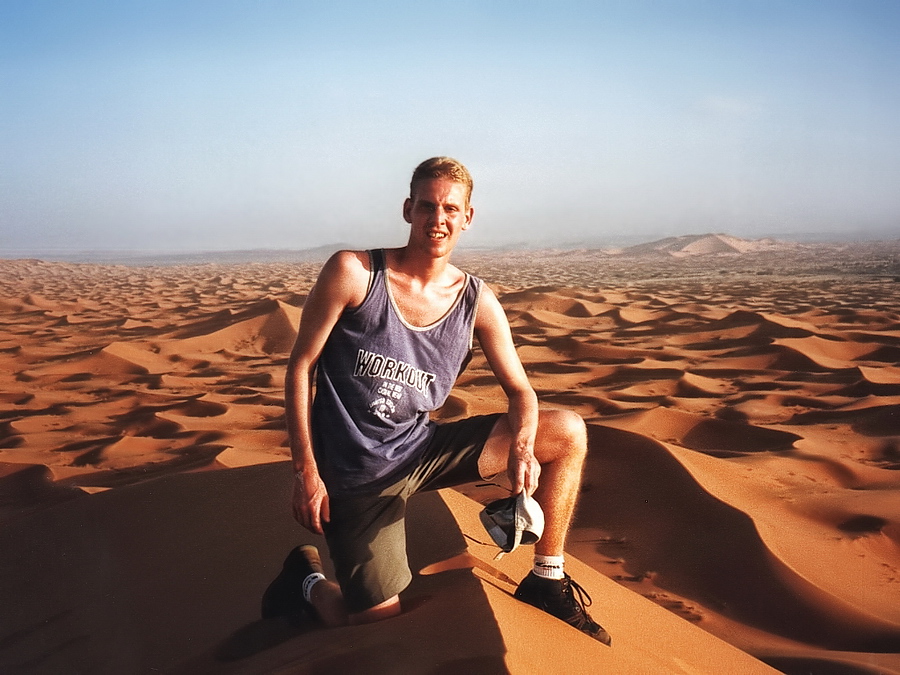 Merzouga - Stefan Zonsondergang op een van de hoogste zandduinen. Stefan Cruysberghs